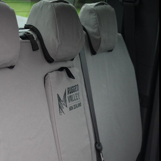Grey rugged valley seat covers fitted to rear ute seat