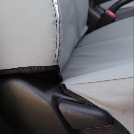 Close up of grey seat cover detail