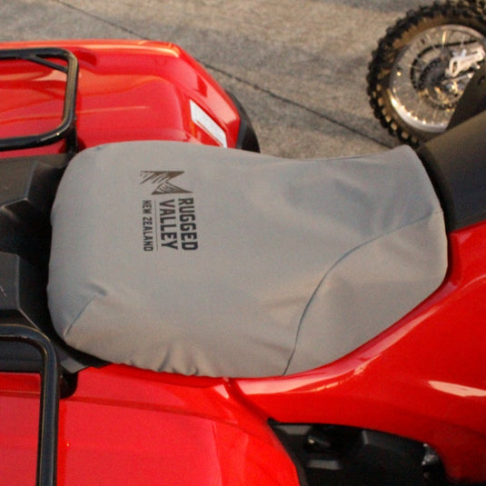 Grey Rugged Valley seat cover fitted to honda quad bike