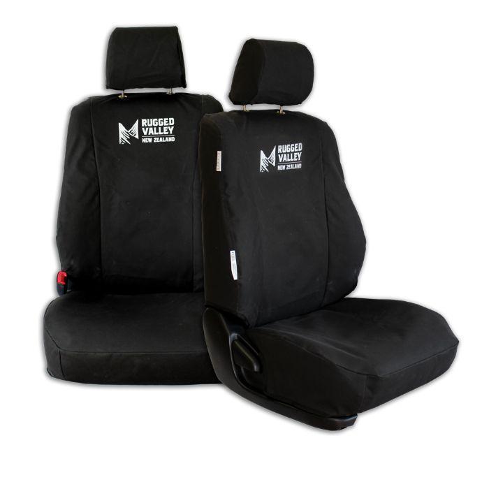 Load image into Gallery viewer, Black Rugged Valley seat covers fitted to individual seats
